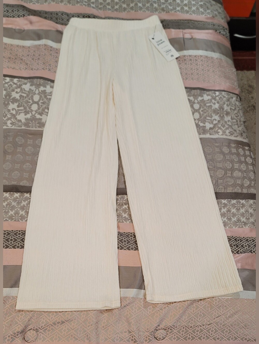 Women's Straight Leg Crinkle Pants - Cream